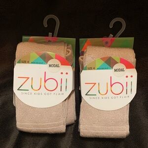 ZUBII kids 78% modal tights (2) pair size 4 color is “bone” NWT